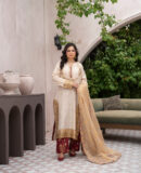 Haya | Beige Embroidered 3-Piece Fancy Ensemble