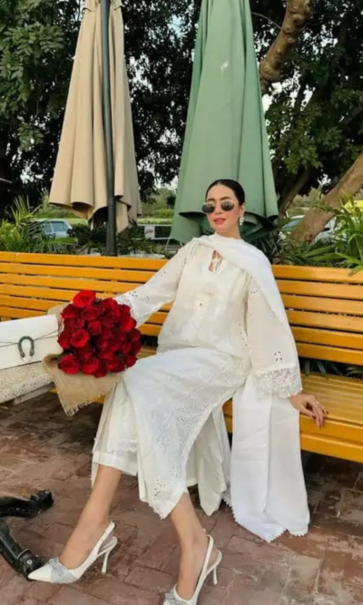 Manzar - White Embroidered Dress with Dupatta