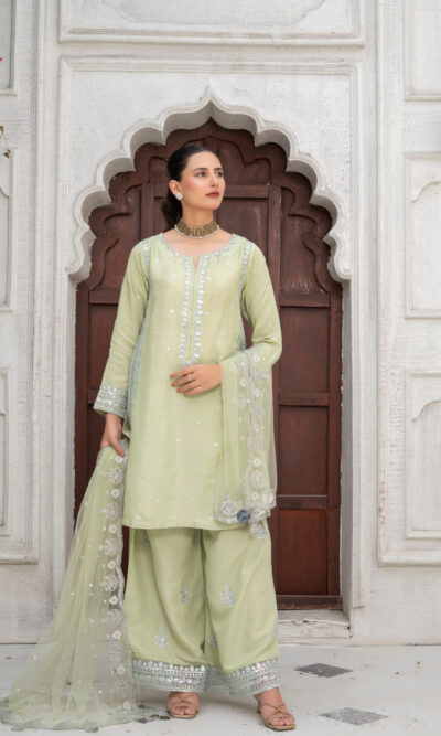 Moonlight - Pista Embroidered 3-Piece Festive Ensemble