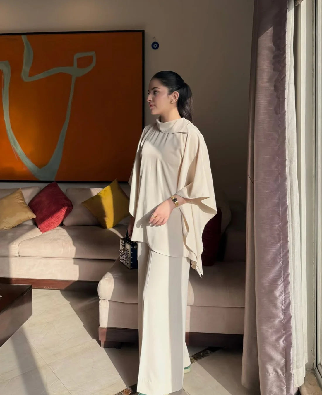 Mystic - Off White Embroidered 2-Piece Georgette Suit