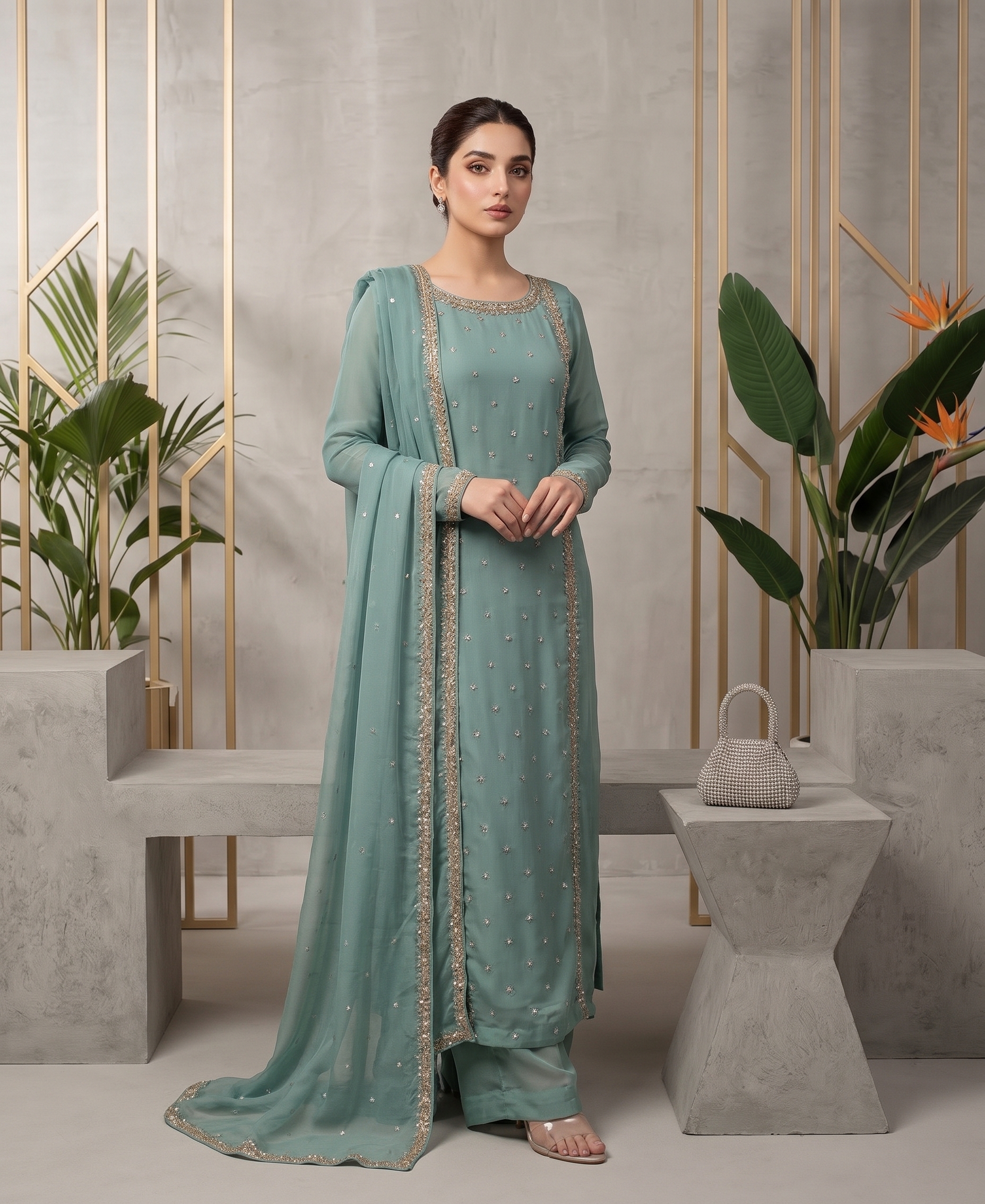 Ronaq - Floral Green Ada Work 3-Piece Suit