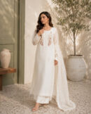Shahkaar - Milky White Adda Work 3-Piece Ensemble