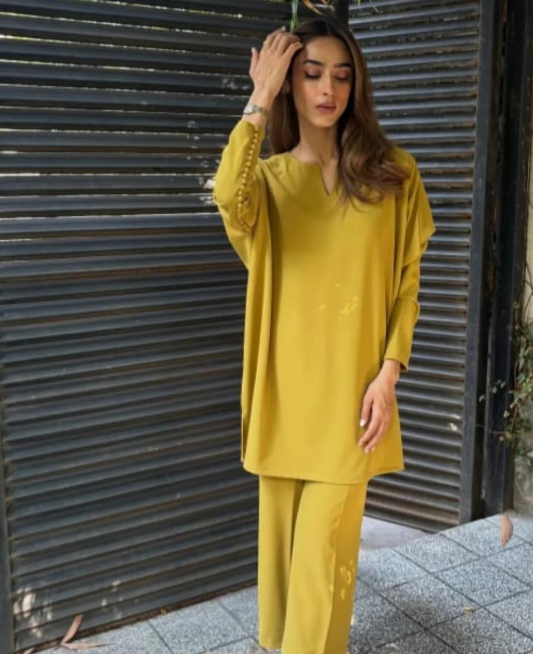 Starlit - Mustard Warm Georgette 2-Piece Cord Set
