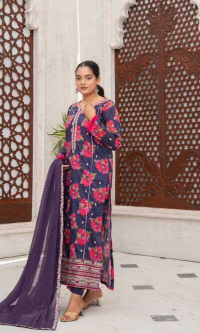 Tajalli - Blue Embroidered 3-Piece Suit